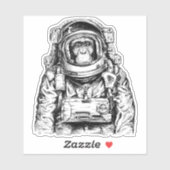 Handgezeichneter Affenastronaut Aufkleber (Blatt)