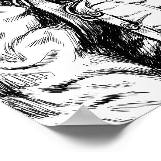 Handgezeichneter Affenastronaut Poster (Ecke)