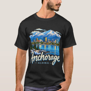 Handgezeichneter Ankerplatz Alaska Reise Kunst Wah T-Shirt