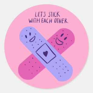 Handgezeichneter Band-aid alberner Wortwitz Runder Aufkleber