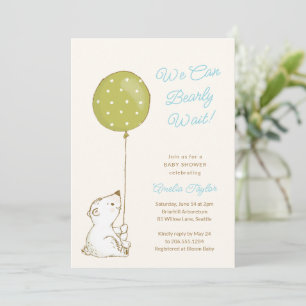 Handgezeichneter Bär Kaum Erwarten Baby Shower Jun Einladung