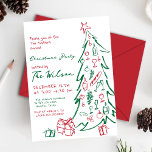 Handgezeichneter Baum Rotes Grün Weihnachtsfest Pa Einladung<br><div class="desc">Hand gezeichnet Weihnachtsbaum Rote Grüne Weihnachtsfeier Party Einladung,  Whimsical Vintag inspirierte Weihnachtslieder,  Cocktails,  eigenhändig gezeichnete Bäume & Geschenke,  handgeschriebene</div>