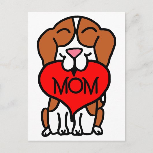 Handgezeichneter Beagle Herz Mama Postkarte (Vorderseite)