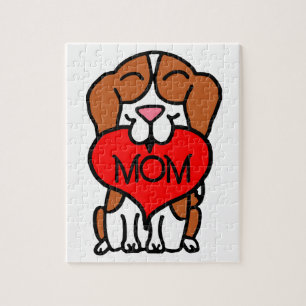 Handgezeichneter Beagle Herz Mama Puzzle