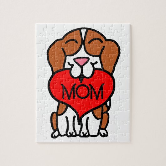 Handgezeichneter Beagle Herz Mama Puzzle (Vertikal)