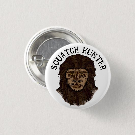 Handgezeichneter Bigfoot Sasquatch Sumpf Ape Hunte Button (Vorne & Hinten)