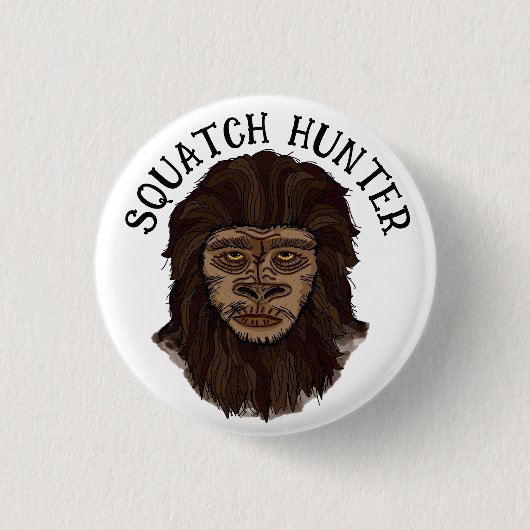 Handgezeichneter Bigfoot Sasquatch Sumpf Ape Hunte Button (Vorderseite)