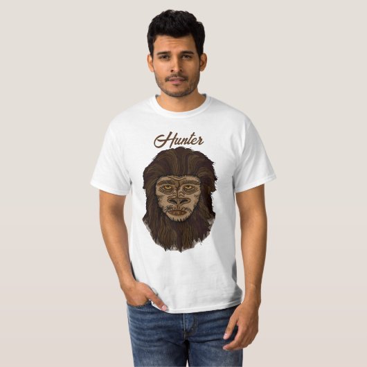 Handgezeichneter Bigfoot Sasquatch Sumpf Ape Hunte T-Shirt (Vorne ganz)