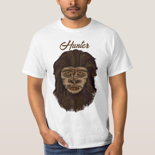 Handgezeichneter Bigfoot Sasquatch Sumpf Ape Hunte T-Shirt (Vorderseite)