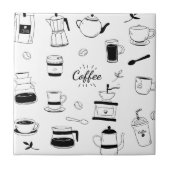 Handgezeichneter Black Coffee and Café Pattern Fliese (Vorderseite)