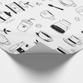 Handgezeichneter Black Coffee and Café Pattern Geschenkpapier (Ecke)