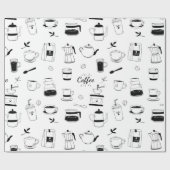 Handgezeichneter Black Coffee and Café Pattern Geschenkpapier (Flach)