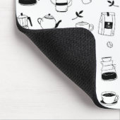 Handgezeichneter Black Coffee and Café Pattern Mousepad (Ecke)