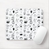 Handgezeichneter Black Coffee and Café Pattern Mousepad (Mit Mouse)