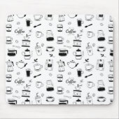 Handgezeichneter Black Coffee and Café Pattern Mousepad (Vorne)