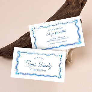 Handgezeichneter blauer Aquarellrahmen Eleganter D Visitenkarte