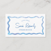 Handgezeichneter blauer Aquarellrahmen Eleganter D Visitenkarte (Vorderseite)