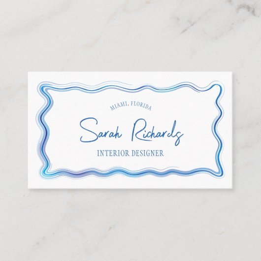 Handgezeichneter blauer Aquarellrahmen Eleganter D Visitenkarte (Vorderseite)
