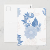 Handgezeichneter blauer Blumenmusterhintergrund  Postkarte (Vorne/Hinten)