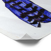 Handgezeichneter Blauhäher| Schwarz- und Blautinte Poster (Ecke)