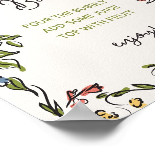 Handgezeichneter Blumenkohl Brautparty Mimosa Bar Poster (Ecke)