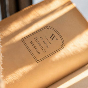 Handgezeichneter Bogenrahmen Monogramm Ex Libris B Gummistempel