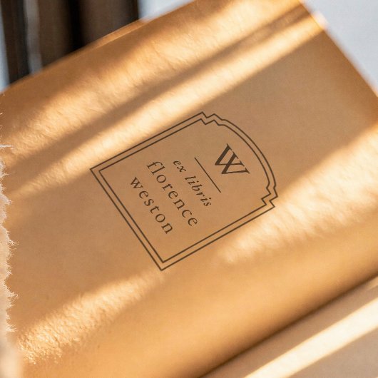 Handgezeichneter Bogenrahmen Monogramm Ex Libris B Gummistempel