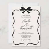 Handgezeichneter Bow Coquette Stilvoll Trendy Wedd Einladung (Vorderseite)