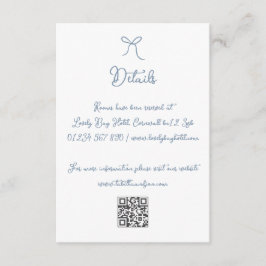 Handgezeichneter Bow Dusty Blue Wedding Details Begleitkarte