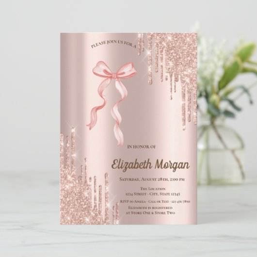 Handgezeichneter Bow Elegante Rahmen Punkte Einladung (Stehend Vorderseite)