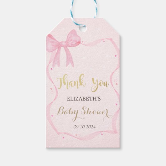 Handgezeichneter Bow Elegante Rahmen Punkte Geschenkanhänger (Vorderseite)