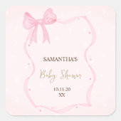 Handgezeichneter Bow Elegante Rahmen Punkte Quadratischer Aufkleber (Vorderseite)