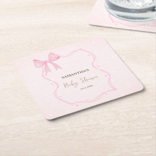 Handgezeichneter Bow Elegante Rahmen Punkte Rechteckiger Pappuntersetzer (angewinkelt)