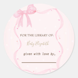 Handgezeichneter Bow Elegante Rahmen Punkte Runder Aufkleber