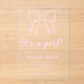Handgezeichneter Bow Elegantes Script Girl Baby Du Acryleinladungen (Vorderseite)