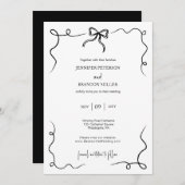 Handgezeichneter Bow-Minimalcharakter Einladung (Vorne/Hinten)