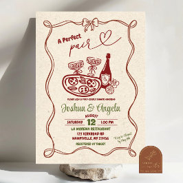 Handgezeichneter Bow Perfektes Paar Brautparty Einladung