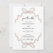 Handgezeichneter Bow Save the Date Foto Einladung (Rückseite)