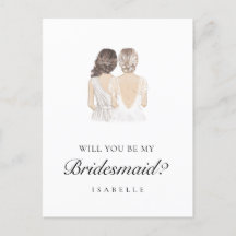 Handgezeichneter Bridesmaid Vorschlag Postkarte