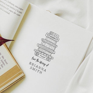 Handgezeichneter Bücherstapel Cute aus der Bibliot Gummistempel