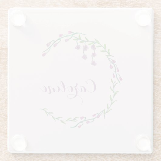 Handgezeichneter Buchstabe C Erste Blume für Monog Glasuntersetzer (Rückseite)