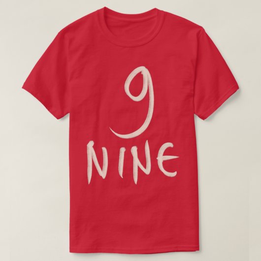 Handgezeichneter Buchstabe Nummer 9 Neun T-Shirt (Design vorne)