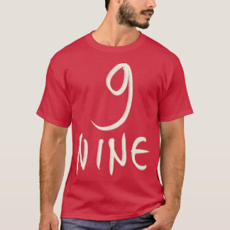 Handgezeichneter Buchstabe Nummer 9 Neun T-Shirt