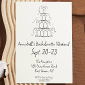 Handgezeichneter Champagner Junggeselinnen-Abschie Einladung