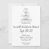 Handgezeichneter Champagner Junggeselinnen-Abschie Einladung (Vorderseite)