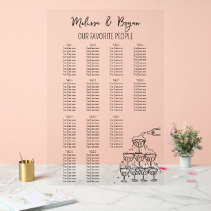 Handgezeichneter Champagner Tower Hochzeitskarte Acrylschild