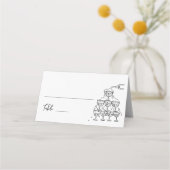 Handgezeichneter Champagner-Turm Hochzeitsfeier Pl Platzkarte (Vorderseite)