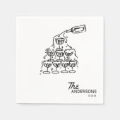 Handgezeichneter Champagner-Turm Serviette (Vorderseite)