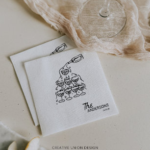 Handgezeichneter Champagner-Turm Serviette