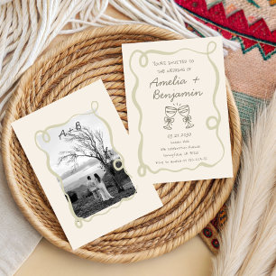 handgezeichneter Champagner Whimsical Hochzeit Einladung